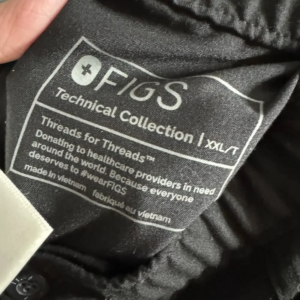 Figs Black Cairo Cargo Scrub Pants Men's XXL Tall Medical Nurse Black